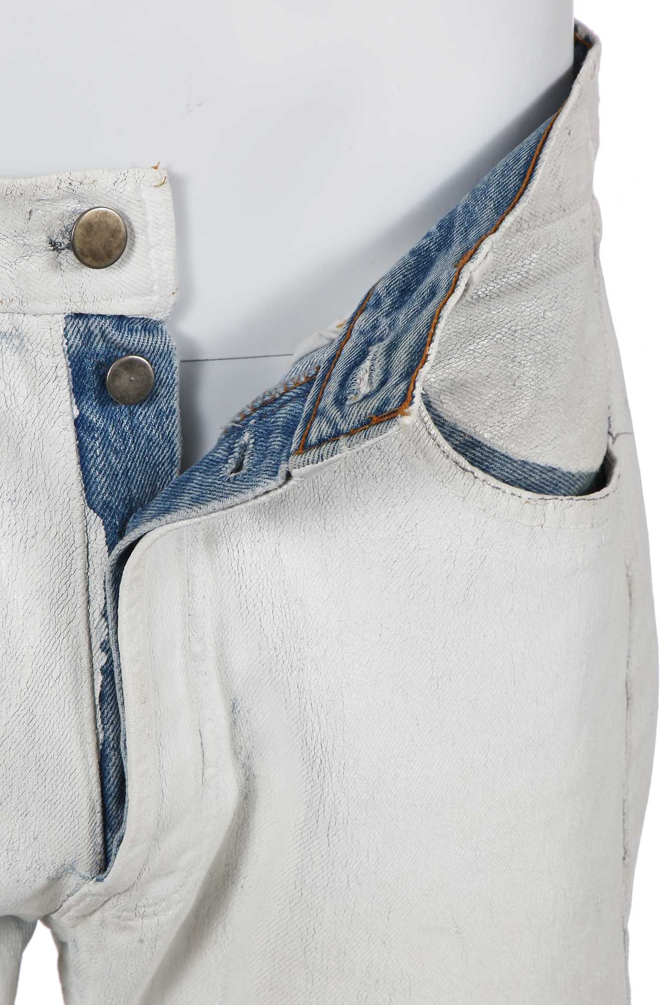 Lot 139 - A pair of Maison Martin Margiela artisanal men's painted denim jeans, probably Spring-Summer 1999