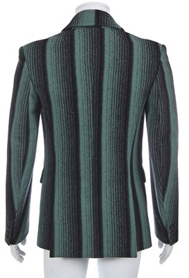 Lot 27 - An Alexander McQueen men's teal and black striped felted wool blazer, 'The Overlook' collection, Autumn-Winter 1999-2000