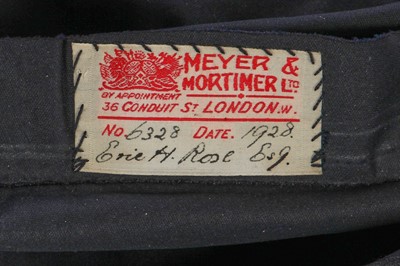 Lot 165 - A Meyer & Mortimer complete navy velvet court livery, 1928