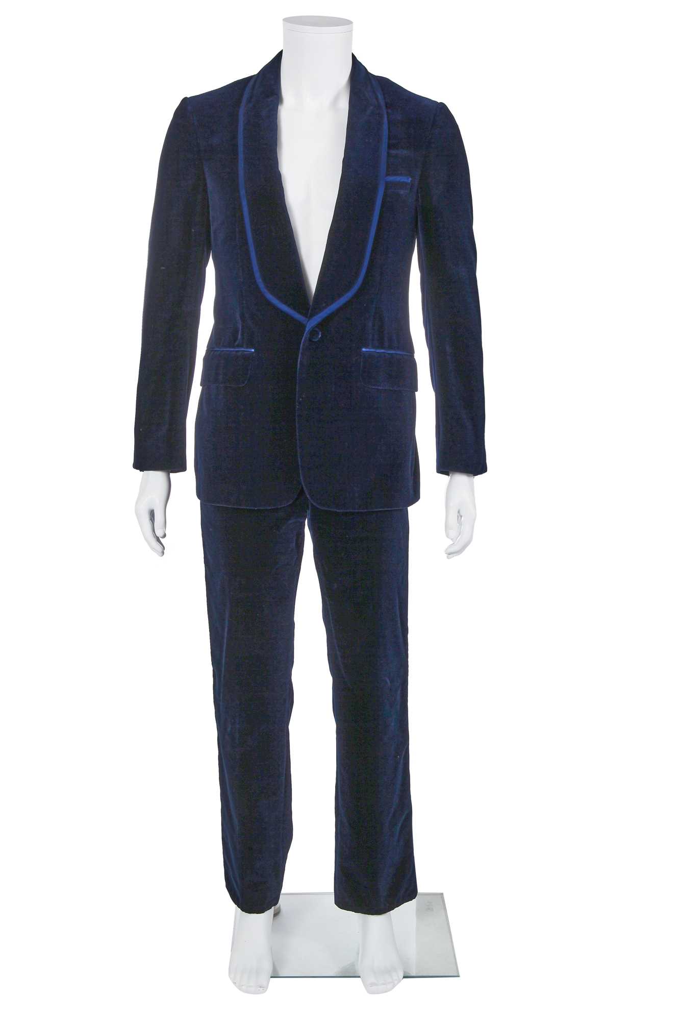 Lot 13 - A Gucci by Tom Ford men's blue velvet smoking suit, Autumn-Winter 2004-05