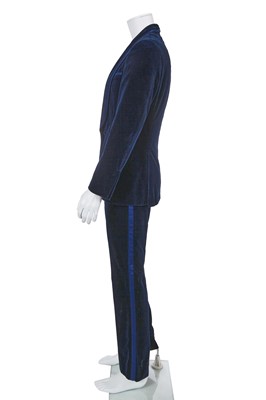 Lot 13 - A Gucci by Tom Ford men's blue velvet smoking suit, Autumn-Winter 2004-05
