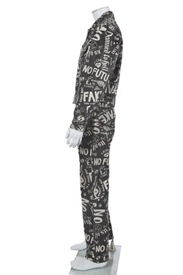 Lot 144 - A John Richmond men's grey and white printed denim ensemble, 1990s