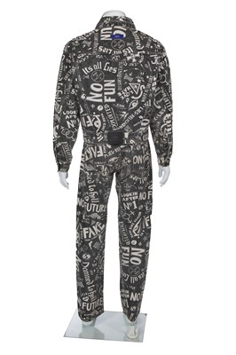 Lot 144 - A John Richmond men's grey and white printed denim ensemble, 1990s