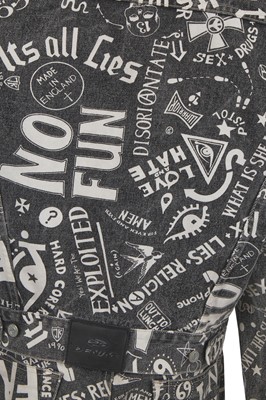 Lot 144 - A John Richmond men's grey and white printed denim ensemble, 1990s