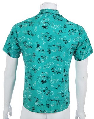 Lot 33 - A rare and early Westwood/McLaren Let it Rock caveman print linen shirt, circa 1972