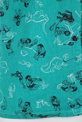 Lot 33 - A rare and early Westwood/McLaren Let it Rock caveman print linen shirt, circa 1972