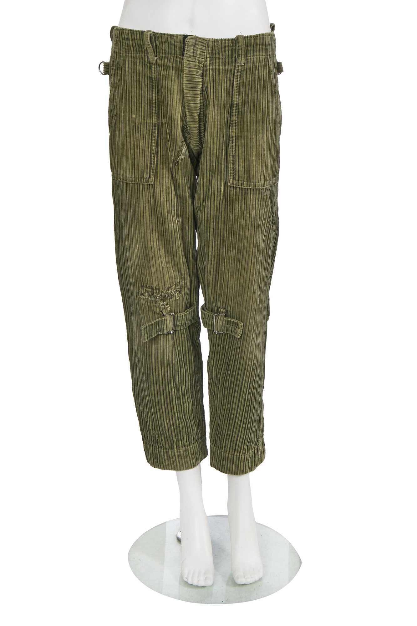 Lot 36 - A pair of Westwood/McLaren Seditionaries green corduroy trousers, circa 1978