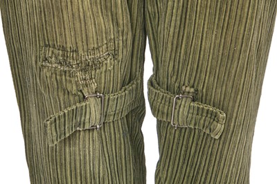 Lot 36 - A pair of Westwood/McLaren Seditionaries green corduroy trousers, circa 1978