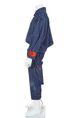 Lot 60 - A Westwood McLaren blue and red striped cotton Bedford cord ensemble, 'Hypnos' collection, Spring-Summer 1984