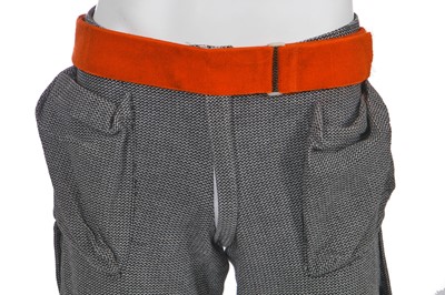 Lot 63 - A pair of Westwood/McLaren black and white piqué cotton bondage trousers, 'Hypnos' collection, Spring-Summer 1984