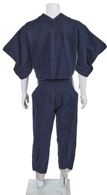 Lot 55 - A Westwood/McLaren blue cotton jersey Keith Haring print ensemble, 'Witches' Collection, Autumn-Winter 1983-84