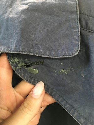 Lot 65 - A Westwood/McLaren Westwood blue cotton jacket, 'Witches' or 'Clint Eastwood' collection, circa 1984