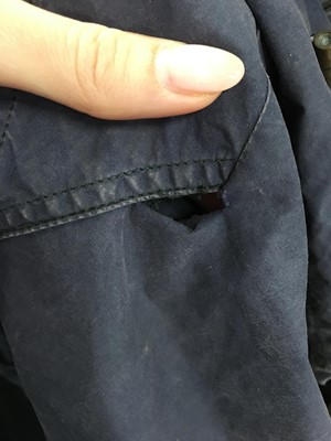 Lot 65 - A Westwood/McLaren Westwood blue cotton jacket, 'Witches' or 'Clint Eastwood' collection, circa 1984