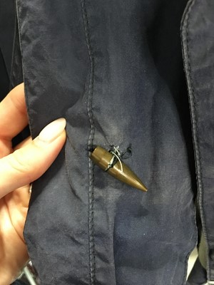 Lot 65 - A Westwood/McLaren Westwood blue cotton jacket, 'Witches' or 'Clint Eastwood' collection, circa 1984