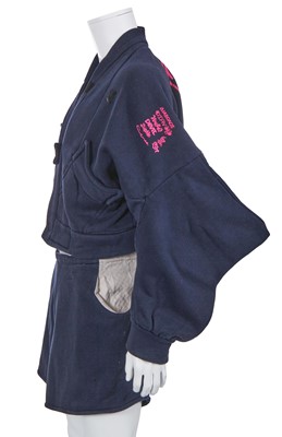 Lot 57 - A Westwood/McLaren blue cotton jersey Keith Haring print ensemble, 'Witches' Collection, Autumn-Winter 1983-84