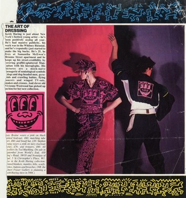 Lot 57 - A Westwood/McLaren blue cotton jersey Keith Haring print ensemble, 'Witches' Collection, Autumn-Winter 1983-84