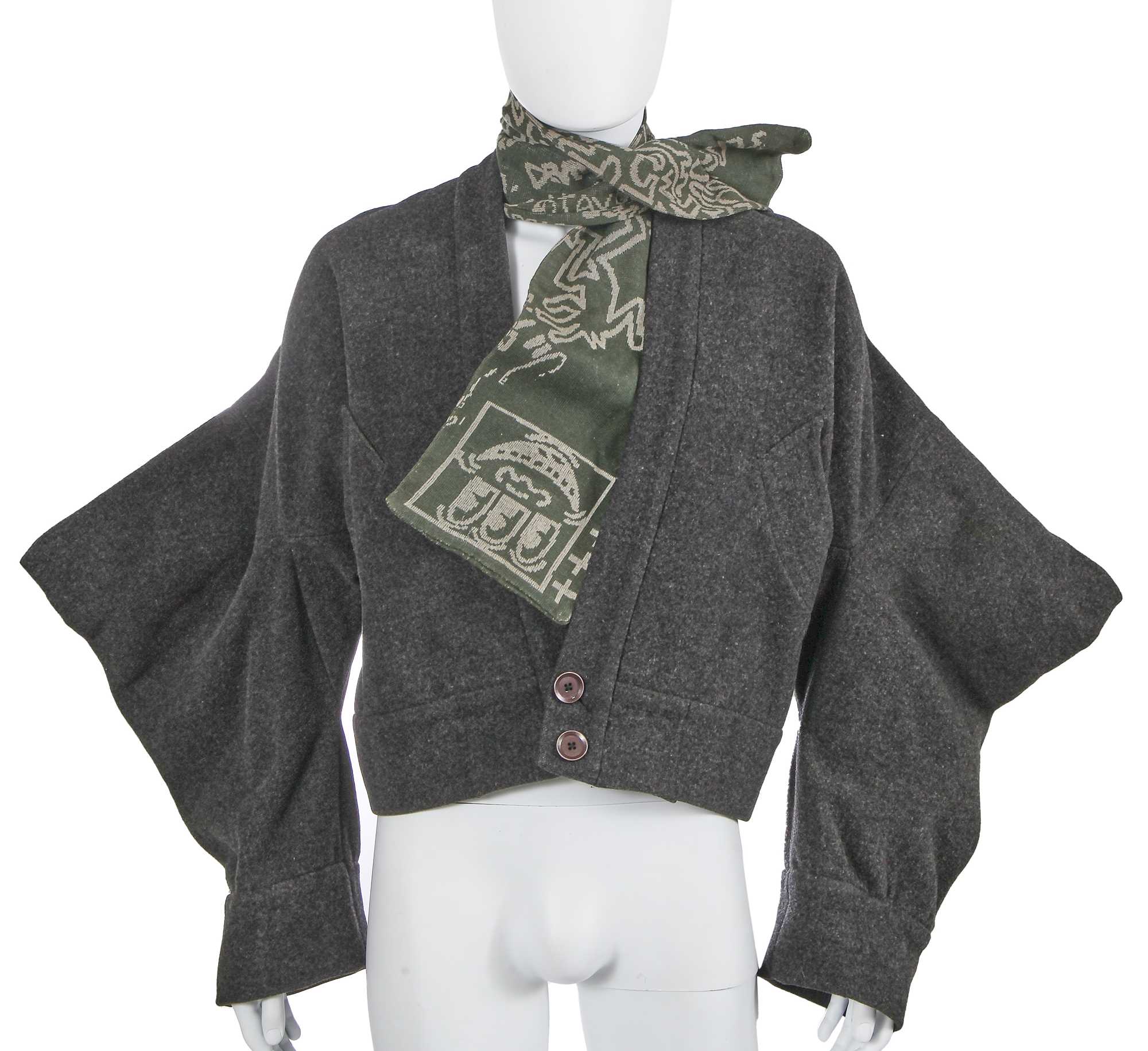 Lot 59 - A Westwood/McLaren grey felted wool jacket, 'Witches' collection, Autumn-Winter 1983-84