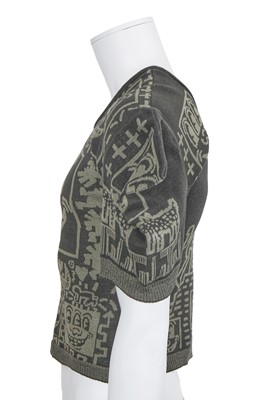 Lot 56 - A Westwood/McLaren Keith Haring knitted cotton-blend top and scarf, 'Witches' collection, Autumn-Winter 1983-84