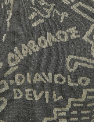 Lot 56 - A Westwood/McLaren Keith Haring knitted cotton-blend top and scarf, 'Witches' collection, Autumn-Winter 1983-84