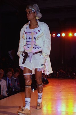 Lot 45 - A Westwood/McLaren chamois leather cap, 'Savage' collection, Spring-Summer 1982