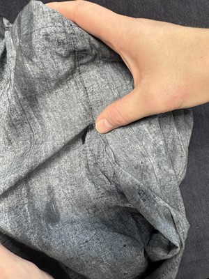 Lot 53 - A rare Westwood/McLaren knitted purple cotton 'kitchen sink' cardigan ensemble, 'Punkature' collection, Spring-Summer 1983