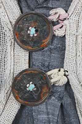 Lot 53 - A rare Westwood/McLaren knitted purple cotton 'kitchen sink' cardigan ensemble, 'Punkature' collection, Spring-Summer 1983