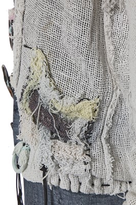 Lot 53 - A rare Westwood/McLaren knitted purple cotton 'kitchen sink' cardigan ensemble, 'Punkature' collection, Spring-Summer 1983