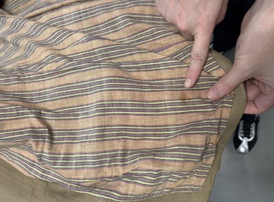 Lot 48 - A Westwood/McLaren men's beige wool suit ensemble, 'Nostalgia of Mud (Buffalo)' collection, Autumn-Winter 1982-83