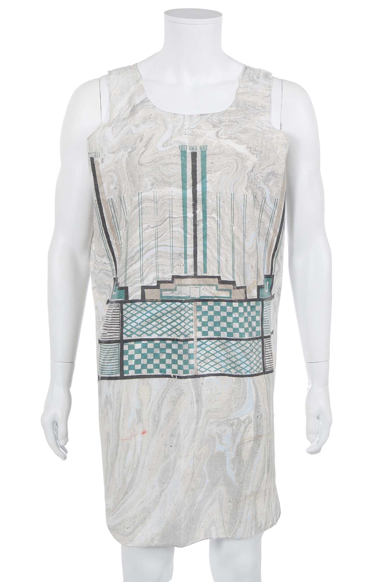 Lot 51 - A Westwood/McLaren marbled 'power station' print tunic/vest, 'Nostalgia of Mud (Buffalo)' collection, Autumn-Winter 1982-83