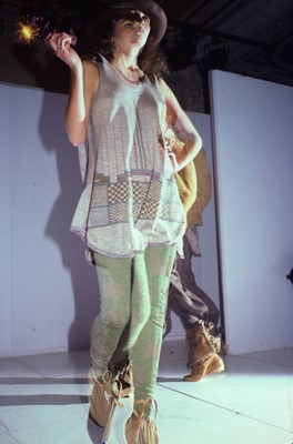 Lot 51 - A Westwood/McLaren marbled 'power station' print tunic/vest, 'Nostalgia of Mud (Buffalo)' collection, Autumn-Winter 1982-83