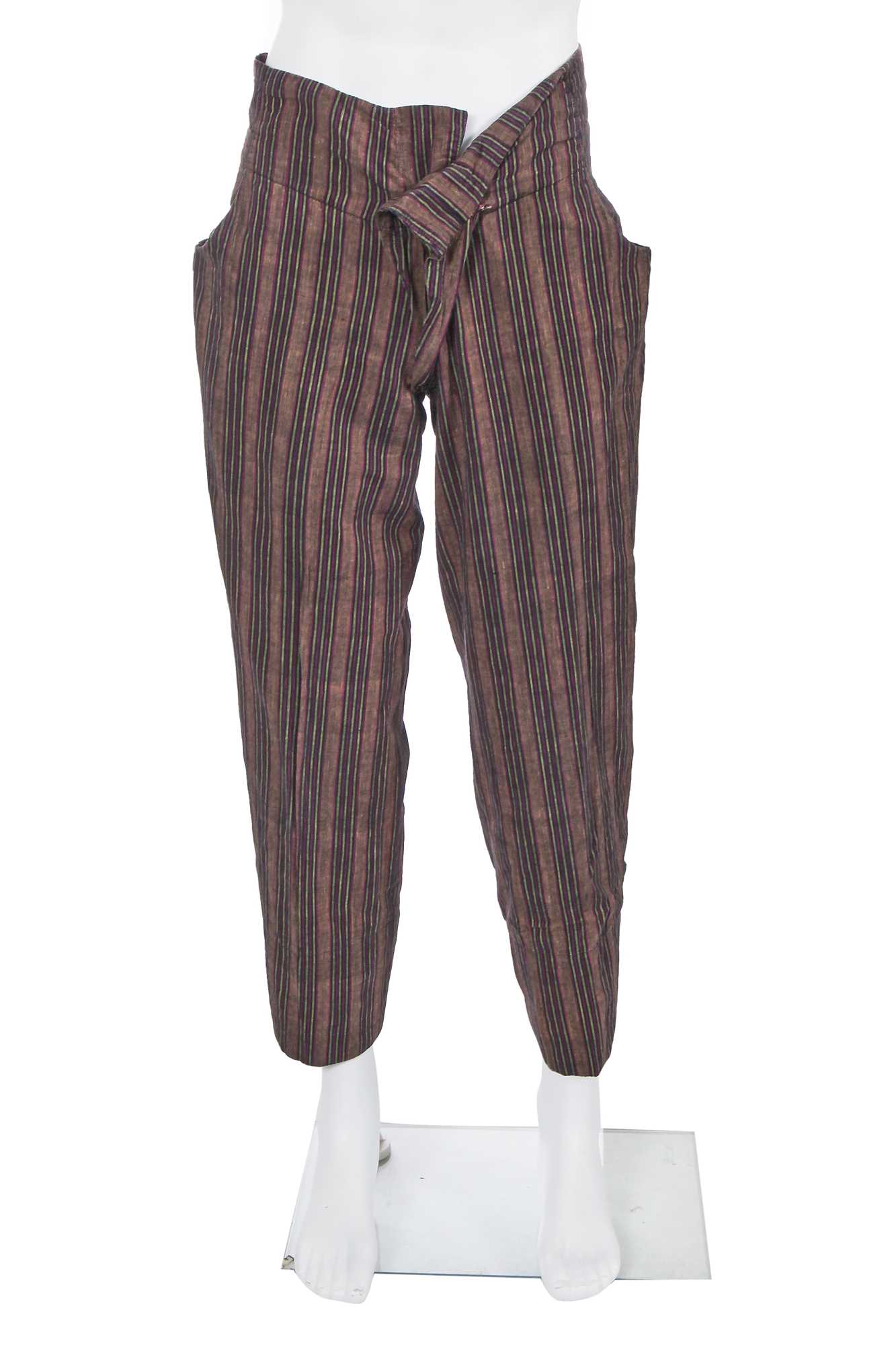 Lot 41 - A pair of Westwood/McLaren madras striped cotton trousers, 'Pirate' collection, Autumn-Winter 1981-82