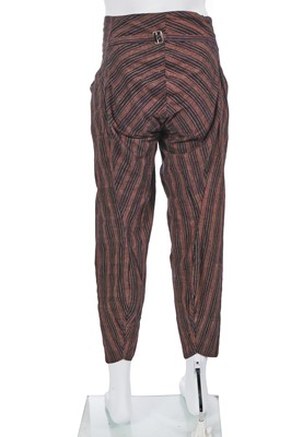 Lot 41 - A pair of Westwood/McLaren madras striped cotton trousers, 'Pirate' collection, Autumn-Winter 1981-82