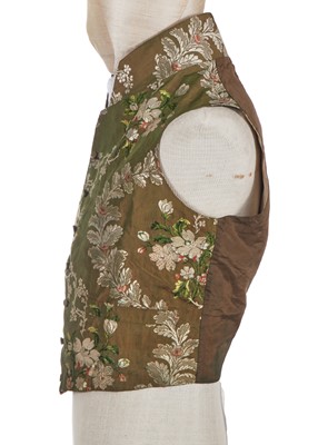 Lot 175 - An unusual gentleman's brocaded green silk waistcoat, circa 1810