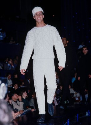 Lot 91 - A Jean Paul Gaultier black knitted chenille sweater, ‘Joli monsieur/Le Charme coincé de la bourgeoise’ collection, Autumn-Winter 1985-86