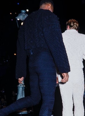 Lot 91 - A Jean Paul Gaultier black knitted chenille sweater, ‘Joli monsieur/Le Charme coincé de la bourgeoise’ collection, Autumn-Winter 1985-86