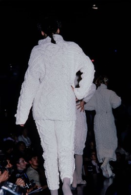 Lot 573 - A Jean Paul Gaultier white knitted chenille sweater, ‘Le Charme coincé de la bourgeoise’ collection, Autumn-Winter 1985-86