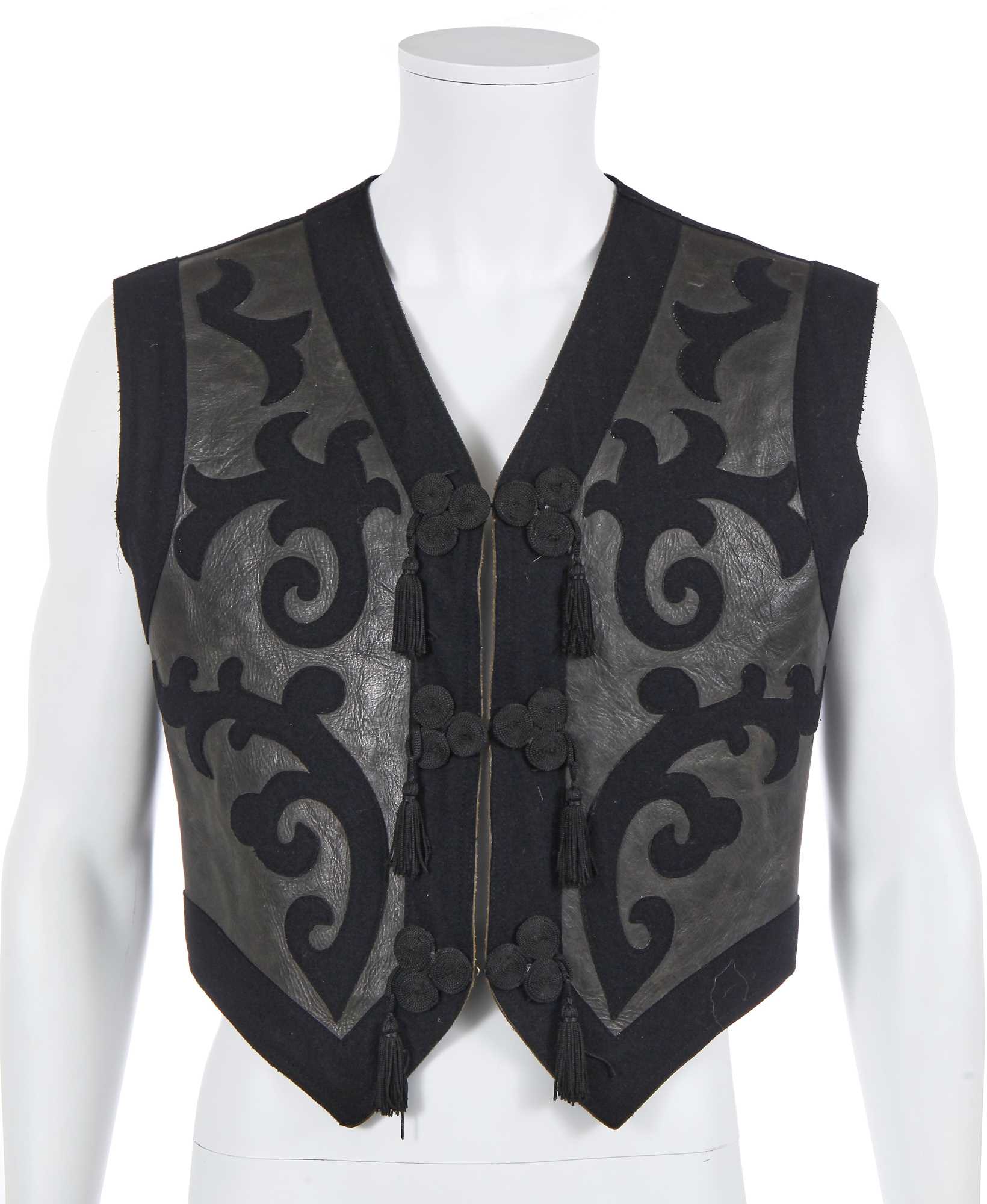 Lot 104 - A Jean Paul Gaultier men's black leather and felt waistcoat, circa 1989