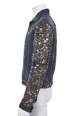 Lot 11 - A Dsquared2 men's distressed studded blue denim jacket, Autumn-Winter 2012-13