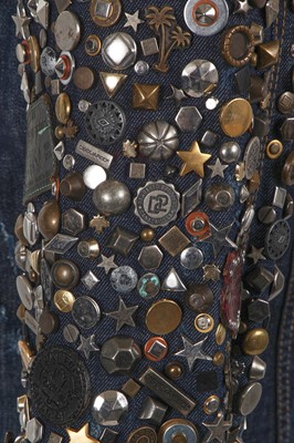 Lot 11 - A Dsquared2 men's distressed studded blue denim jacket, Autumn-Winter 2012-13