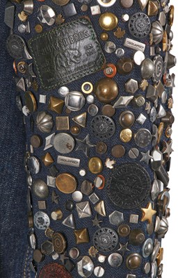 Lot 11 - A Dsquared2 men's distressed studded blue denim jacket, Autumn-Winter 2012-13