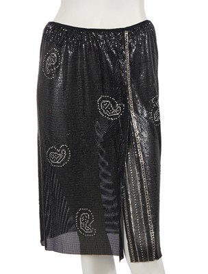 Lot 618 - A Gianni Versace rhinestone-encrusted black oroton skirt, circa 1984