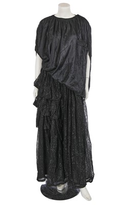 Lot 616 - A Gianni Versace black silk and lace ensemble, 'Thinking of the Victorian and Albert Museum' collection, Spring-Summer 1986