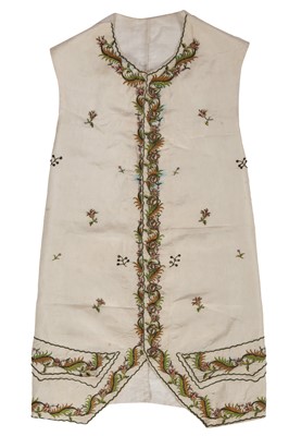 Lot 183 - A gentleman's embroidered ivory silk waistcoat, circa 1775