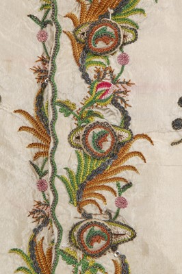Lot 183 - A gentleman's embroidered ivory silk waistcoat, circa 1775