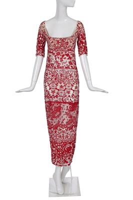 Lot 234 - A Vivienne Westwood red flocked tulle dress, 'Always on Camera' collection, Autumn-Winter 1992-93