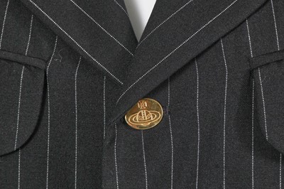 Lot 73 - A Vivienne Westwood men's black pinstriped wool suit, circa 1992