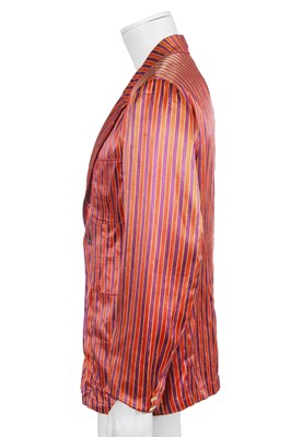 Lot 74 - A Vivienne Westwood men's red and purple striped satin blazer, 'Salon' collection, Spring-Summer 1992