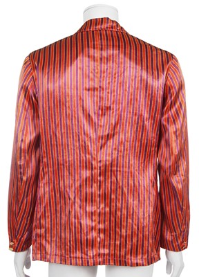 Lot 74 - A Vivienne Westwood men's red and purple striped satin blazer, 'Salon' collection, Spring-Summer 1992