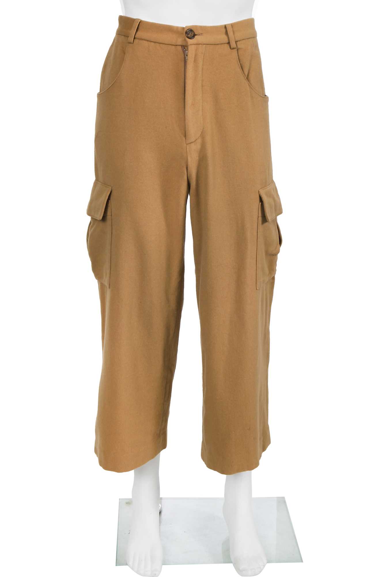 Lot 21 - A pair of Alexander McQueen men's beige brushed wool-blend trousers, 'Dante' collection, Autumn-Winter 1996-97