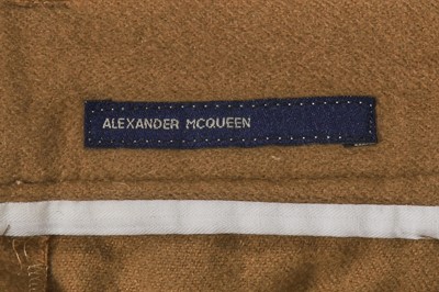 Lot 21 - A pair of Alexander McQueen men's beige brushed wool-blend trousers, 'Dante' collection, Autumn-Winter 1996-97